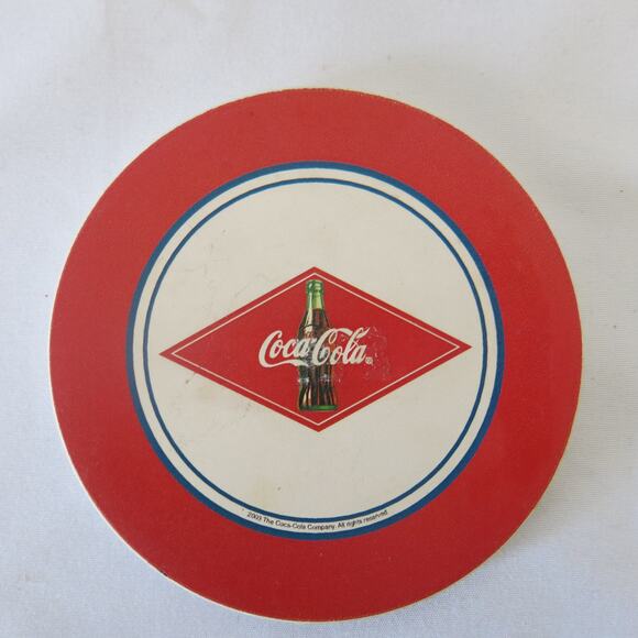 Vintage COCA COLA COKE Coasters in Wood Holder Stone Cork Set of 4 Soda Drinks - Picture 8 of 13